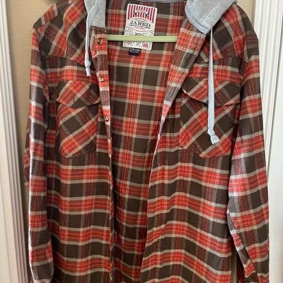 Jared Orandeno and Brown Hooded Men’s Flannel Shirt XL - Picture 11 of 11